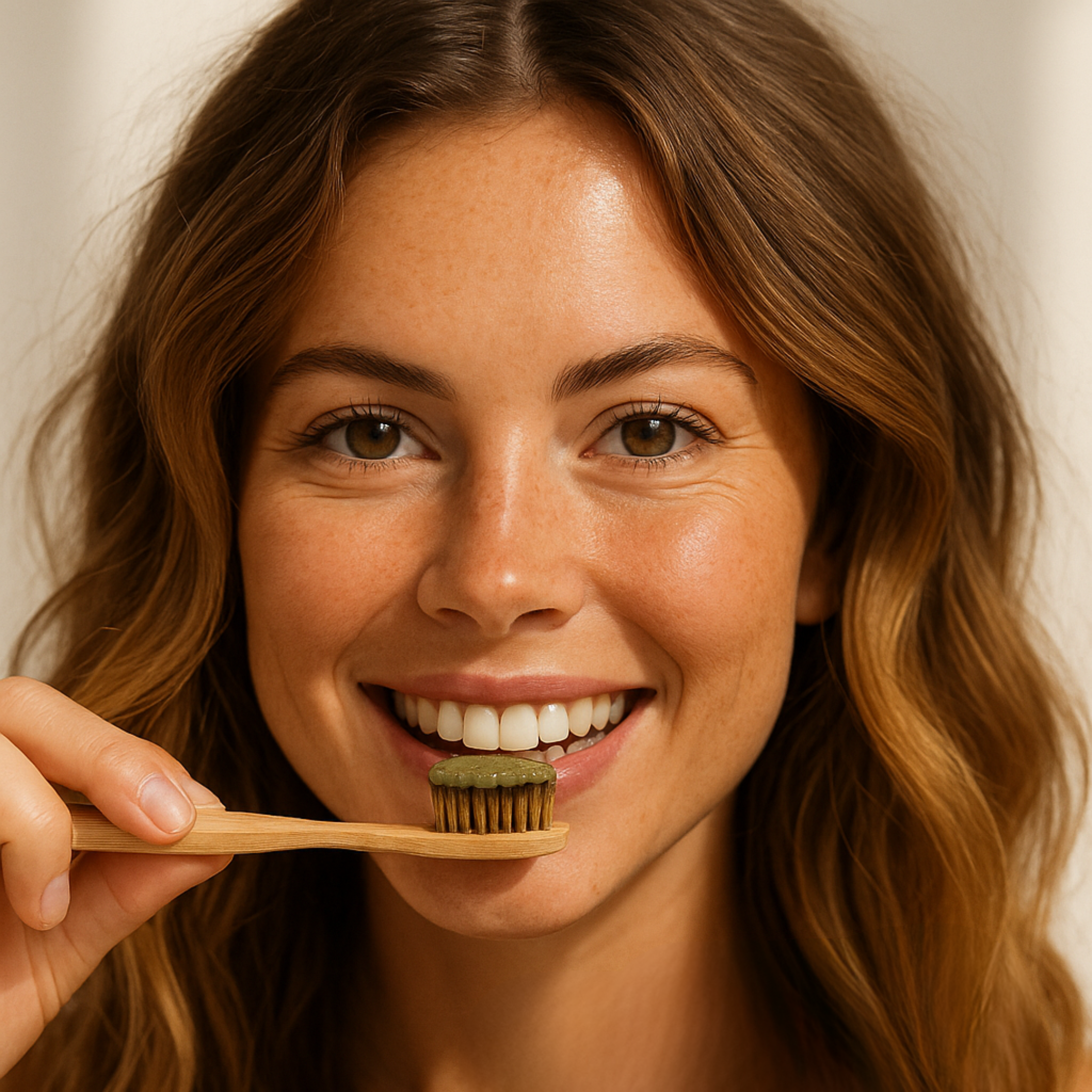 Frau Zähneputzen Heilerde