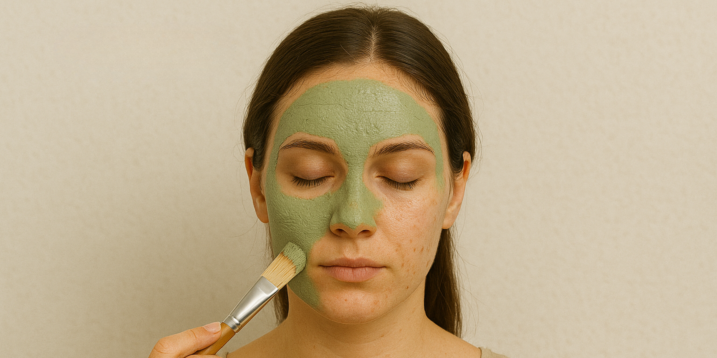 Frau mit Heilerdemaske vorher